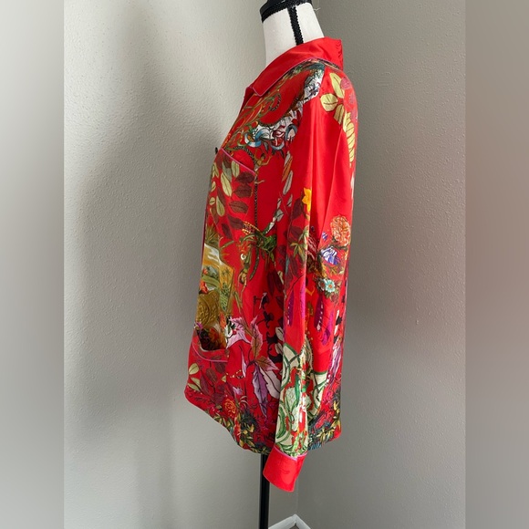 ETRO Circus Print Pyjama Shirt/Blouse  In Rosso/Red  Size 48 - Picture 3 of 12